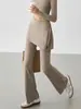 Calça de yoga com saia falsa de duas peças, novo modelo 2026, cintura alta, levanta bumbum, calça esportiva flare, secagem rápida, calça fitness de perna larga