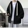 Nueva colección de otoño e invierno: sudadera con capucha y cremallera para hombre, prenda exterior holgada y casual estilo Hong Kong, top con capucha simple y versátil, elegante