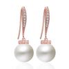 RAKOL Corea del Sur elegantes pendientes de perla de lujo ligero elegantes para mujer exquisitos simples micro incrustados con circonita gancho para la oreja pendientes de novia