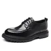 Zapatos de Piel Genuina para Hombre, Estilo Nuevo, Formal de Negocios, Estilo Británico, Brogue Casual, Negro, Zapatos de Boda para Novio para Transmisión en Vivo