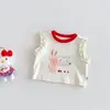 Chaleco Súper Lindo de Dibujos Animados para Niñas 2026 Nuevo Verano Bebé Camiseta Linda con Estampado de Gato Conjunto de Verano Estilo Coreano para Niños