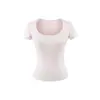 2610-2026 Estilo Novo Primavera/Verão Top Casual Puro Desejo com Gola U para Mulheres, Camiseta Sexy de Manga Curta com Caimento Ajustado