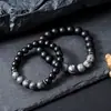 Pulsera de Piedra Copo de Nieve de Obsidiana Transfronteriza para Hombres, Pulsera de Piedra Mapa de Moda Transfronteriza para Mujeres, Joyería Versátil de Alta Gama