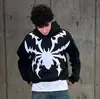 Sudadera con capucha y estampado de araña de la alta calle americana, sudadera holgada personalizada de moda para hombres y mujeres, al por mayor
