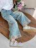 Pantalones para Niñas 2026 Otoño Nuevo Estilo Estilo Chino Jeans para Niñas, Modernos Pantalones Casuales Rectos Sueltos para Niños de Otoño