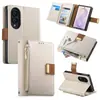 Funda de cuero adecuada para el teléfono plegable tipo flip ancho Samsung ZFold8 con cremallera, ranura para tarjetas, soporte y almacenamiento para teléfono Galaxy
