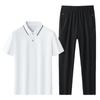 Diyu Shenlong Algodón Hielo Casual Deportivo Traje para Hombre Verano Mediana Edad y Adultos Mayores Camisa Polo de Manga Corta y Pantalones Conjunto de Dos Piezas