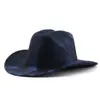 Chapéu de cowboy western azul transfronteiriço chapéu de jazz britânico bonito com textura transfronteiriça chapéu de estilo retrô para homens e mulheres