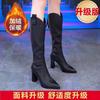 Botas de Tacón Alto, Nuevo Estilo Otoño e Invierno Punta Fina Tacón Grueso Botas Ajustadas Forradas de Lana Versátiles Cálidas Elegantes Botas Martin para Mujer