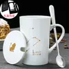 Caneca Criativa Transfronteiriça Constelação Cerâmica com Tampa e Colher Caneca de Café para Escritório Caneca de Água para Casal Xícara de Chá