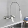 Grifo de Acero Inoxidable 304 Montado en Pared Caliente y Frío Doble Agujero Lavabo de Lavandería Fregadero de Lavandería Fregadero de Cocina Giratorio Universal