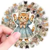 50 pegatinas vintage de gatitos de palacio estilo europeo para uso transfronterizo, materiales de collage collage de acuarela pintados a mano de gatitos para vestidos Lolita para journaling