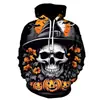 Sudadera con Capucha para Festival de Halloween Transfronterizo Europeo y Americano, Cabeza de Calabaza de Terror, Impresión Digital 3D, Sudadera Casual con Capucha, Suéter de Manga Larga