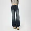 Naranja Juvenil # Diseño de cintura ajustable, jeans de tiro bajo microacampanados para mujer, elásticos, adelgazantes, versátiles, pantalones de campana de moda