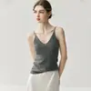 Nuevo top de punto de cachemira para mujer de otoño e invierno, camisola de cuello en V, chaleco sin mangas simple de color liso