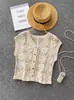 Estilo Étnico Nuevo Chaleco de Ganchillo Calado Moda Primavera para Mujer Holgado Popular Nicho Cárdigan Top