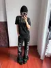 Jeans para Hombre Estampado Patchwork de Lunares, Corte Recto Holgado, Estilo Americano High Street, Marca de Tendencia, Pantalones Elegantes Ligeramente Acampanados