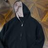 Cárdigan con Capucha Sudadera Holgada Estilo Coreano Simple Cuadros Bloques de Color Versátil Pareja Unisex Chaqueta de Otoño Moderna