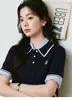 Breeze POLOShifanli Tencel Estilo Old Money Suéter de Punto Estilo Coreano Ligero de Manga Corta Suéter para Mujer 96889