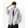 Sudadera Casual de Algodón Chino para Adolescentes, Tendencia Estilo Coreano para Hombre, Nueva Colección Otoño 2026, Doble Cremallera, 400G