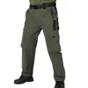 Pantalones Casuales para Hombre Primavera y Otoño Sueltos Rectos Cargo Funcionales para Exteriores Pantalones Largos Bolsillos Grandes Textura Ligeramente Arrugada