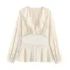 Camisa Elegante de Moda con Cintura Ajustada y Decoración en Capas de Color Sólido para Mujer 7813618 - AliExpress Transfronterizo Primavera 2026