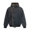 Casaco de Algodão com Pelo Integrado para o Inverno, Espessado para Proteção contra o Frio e Aquecimento, Design de Marca Trendy Europeu e Americano para Homens com Fechamento Diagonal e Gola Alta