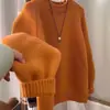 Suéter de Tricô Redondo Macio e Aconchegante Outono 2026 Nova Moda Emagrecedor Nicho Suéter Laranja