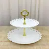Plato de Frutas de Tres Niveles Plástico Estilo Europeo Pequeño Sala de Estar Hogareño Plato de Exhibición de Dulces y Bocadillos Bandeja para Pasteles Estante para Bocadillos Otros