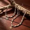 Moda Estilo Europeo y Americano Concha de Coco Cuentas de Arroz Collar de Cuentas Hip-Hop Nicho Hombres y Mujeres Cadena para Clavícula con Colgante de Sol de Alta Gama