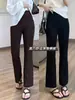 La primavera no es demasiado tarde. Pantalones negros ajustados de campana/¡adelgazantes y que alargan las piernas! Pantalones de pierna recta que realzan la forma de la pierna, pantalones negros minimalistas sin cintura