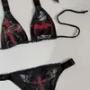 Conjunto de Biquíni Estilo Gótico Y2K com Estampa de Cruz para Mulheres, Maiô de Coração com Águia Cravejado de Diamantes, Estilo Punk Dark