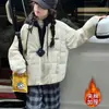 Jaqueta Matelassê Infantil Outono e Inverno 2025 Nova Blusa de Moletom Grossa Cardigan para Meninas e Crianças Maiores Roupa de Inverno de Algodão Tendência