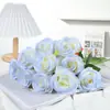 Ramo de Rosas Artificiales Azul Hielo de Alta Calidad para San Valentín Decoración de Mesa para Sala de Estar en Casa Arreglo Floral Flores Falsas