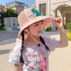 Chapéu de Sol de Verão Respirável com Proteção Solar de Aba Larga para Meninos com Apito, Chapéu de Pescador de Dinossauro para Crianças, Chapéu de Sol para o Verão