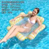 Cadeira Flutuante Inflável de Malha para Adultos Cama Flutuante Quadrada Listrada para Piscina Prancha Flutuante de Lazer para Praia ao Ar Livre