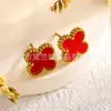 Pendientes de trébol de cuatro hojas para mujer, muy vendidos, no se decoloran, 13MM, tachuelas, joyería para orejas de acero de titanio, simple, de lujo ligero, pequeña y de nicho