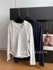 65% Algodón de Cáñamo Americano Casual Plisado Sudadera Camiseta de Manga Larga para Mujer Fitness Top Corto Otoño Temprano 2025