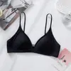 Sujetador Push-Up Sexy de Pecho Pequeño Espalda Hermosa con Tira de Gel Transpirable Taza Triángulo Sin Aros Soporte Suave Taza Fina