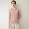 Novo moletom de caxemira outono e inverno para mulheres, caxemira pura de cabra, suéter de malha quente e grosso casual versátil com capuz e zíper meio