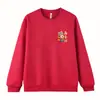 Nova Blusa de Moletom Vermelha com Gola Redonda para Homem Outono/Inverno 2026, Forrada com Lã, Blusa de Casal Ano do Zodíaco