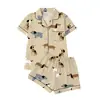 2026 Nuevo Conjunto de Pijama de Cardigan de Seda de Leche Transfronterizo con Estampado para Mujer de Manga Corta y Shorts Ropa de Casa Transfronteriza Venta al por Mayor