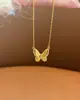 Collar de Mariposa Cepillada con Pedrería para Mujer, Elegante, Lujo Ligero, Estilo de Nicho, Sencillo, Moderno, Versátil, Cadena para Clavícula, Nuevo Estilo Chino