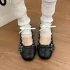 Zapatos Mary Jane estilo francés para mujer, colección otoño 2026, nuevos planos de punta poco profunda con doble hebilla, versátiles bailarinas de tacón bajo para ir al trabajo