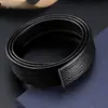 Cinturón de Piel de Vacuno de Primera Capa Doble Cara con Patrón de Corteza para Hombre, Hebilla Automática de 3.5cm, Sin Hebilla