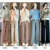 Pantalones de Pierna Ancha de Cachemira con Forro Polar para Mujer, Pantalones Largos de Invierno de Cintura Alta con Caída, Pantalones Casuales de Punto Rectos para Personas Altas