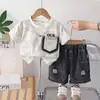 Roupa de Verão para Meninos Estilo Coreano Roupas Casuais para Meninos de 1 a 5 Anos Roupa Casual de Verão com Bolsos Conjunto de Duas Peças de Manga Curta Tendência