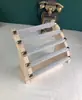 Rack de Armazenamento de Anéis de 5 Camadas de Madeira de Borracha com Flanela, Exibidor de Anéis, Suporte de Exposição para Joias, Acessórios para Transmissão ao Vivo