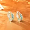 Brincos em Forma de U Torcidos com Contas Azuis de Alto Padrão, Design Criativo, Brincos Modernos e Exquisitos para Mulheres, Fechos de Orelha Banhados a Cobre com Ouro Real