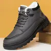 Botas de Neve Casuais de Cano Alto Novas de Inverno para Homens, Forradas com Lã para Aquecimento, Sapatos Martin com Solas Grossas, Antiderrapantes e Resistentes ao Desgaste, Estilo Slip-On para Homens